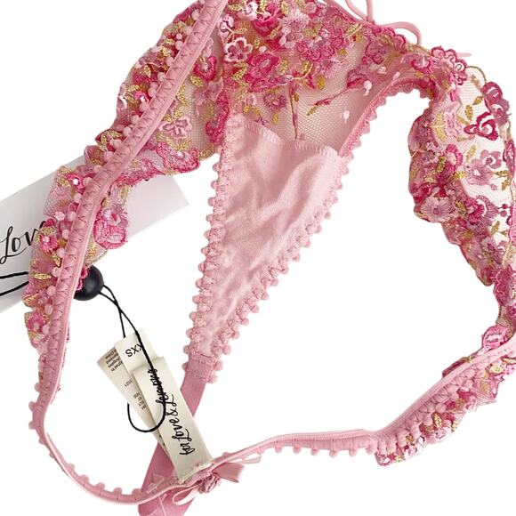 NWT For Love And Lemons Fan Floral Thong Ruffle Panty Size  XXS - Picture 5 of 7